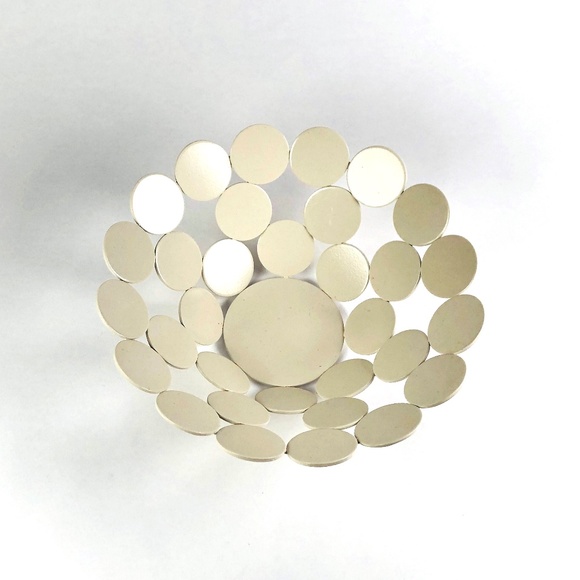 White Display Bowl, Metal Circles - Picture 2 of 3